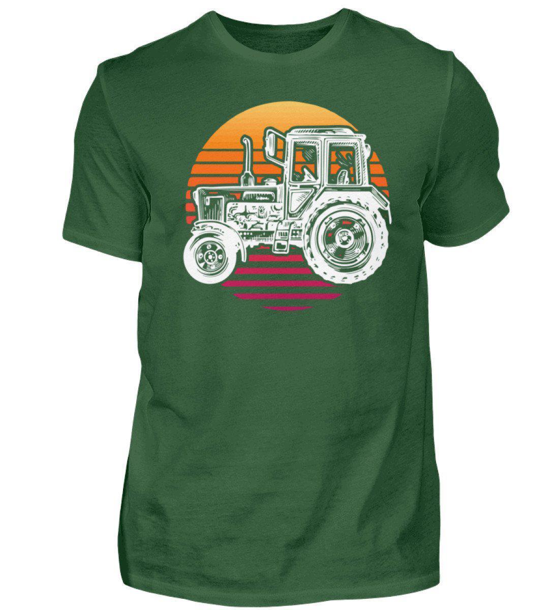 Retro Traktor Sonne · Herren T-Shirt-Herren Basic T-Shirt-Bottle Green-S-Agrarstarz