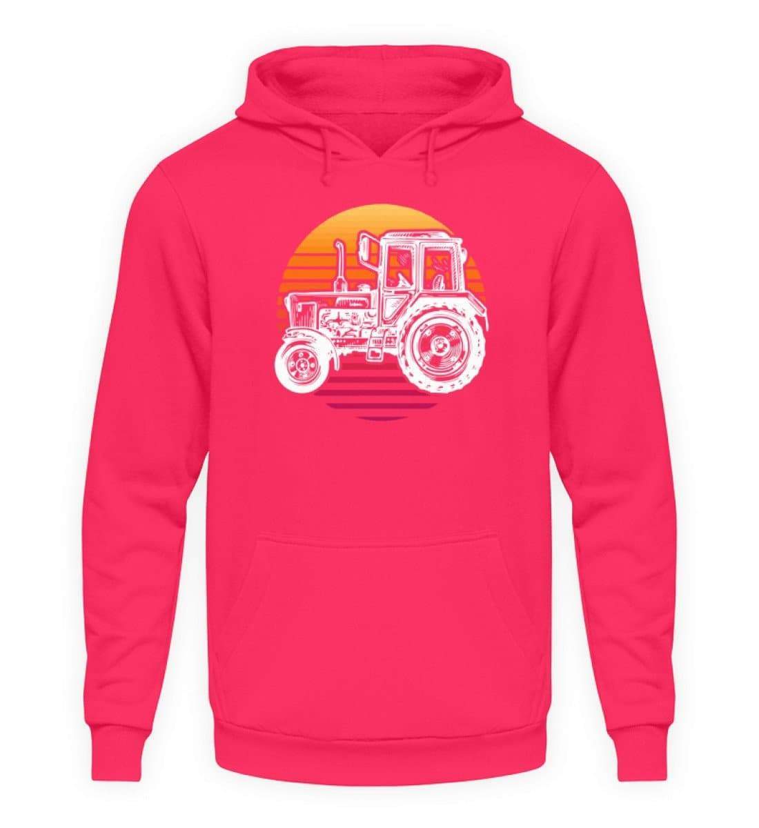 Retro Traktor Sonne · Unisex Kapuzenpullover Hoodie-Unisex Hoodie-Hot Pink-L-Agrarstarz