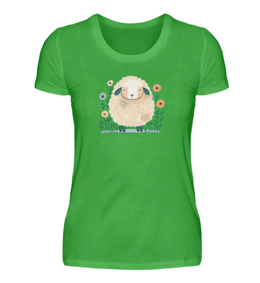 Schaf Blumen 2 · Damen T-Shirt-Damen Basic T-Shirt-Green Apple-S-Agrarstarz