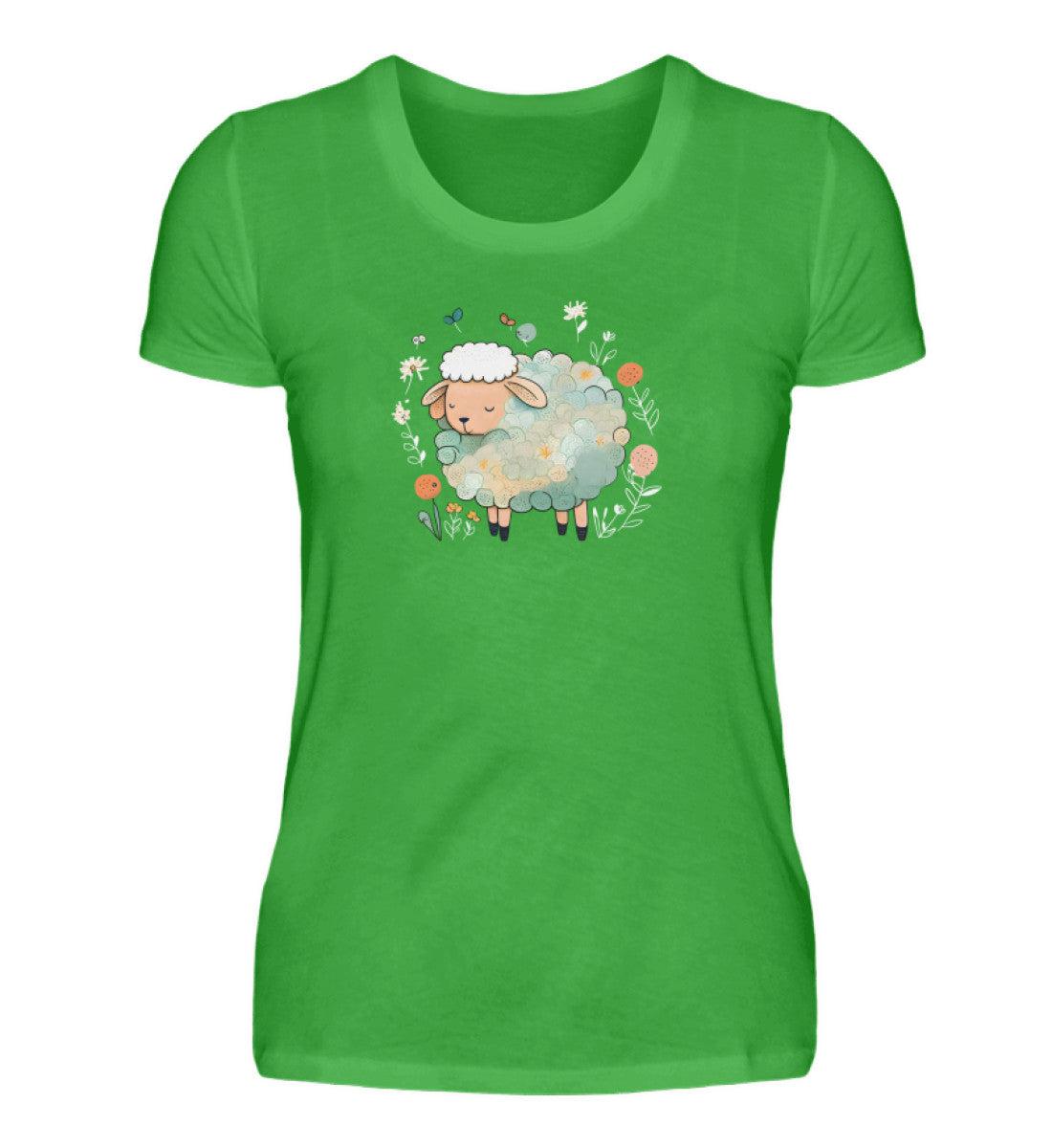 Schaf Blumen · Damen T-Shirt-Damen Basic T-Shirt-Green Apple-S-Agrarstarz