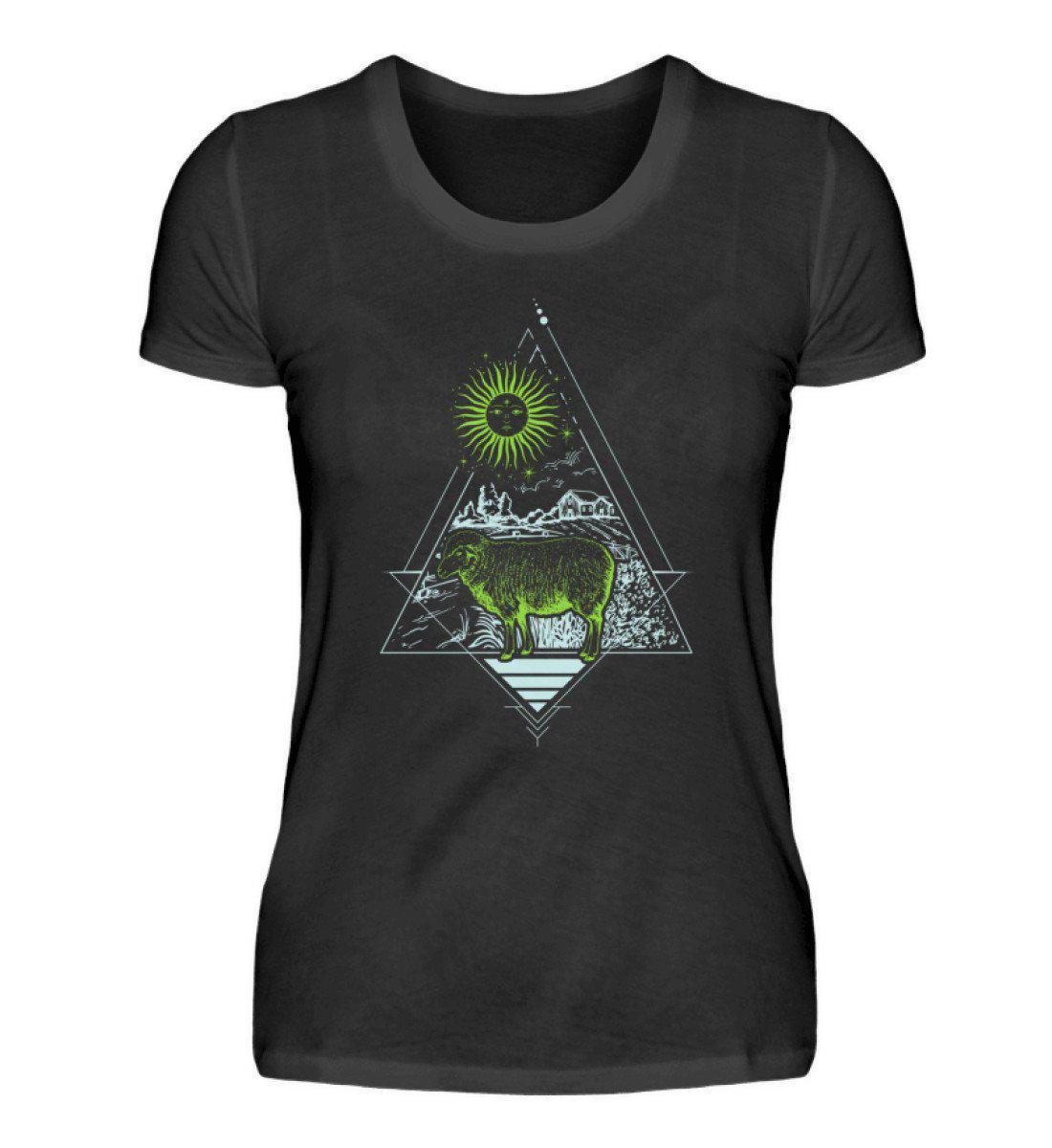 Schaf Geometric · Damen T-Shirt-Damen Basic T-Shirt-Black-S-Agrarstarz