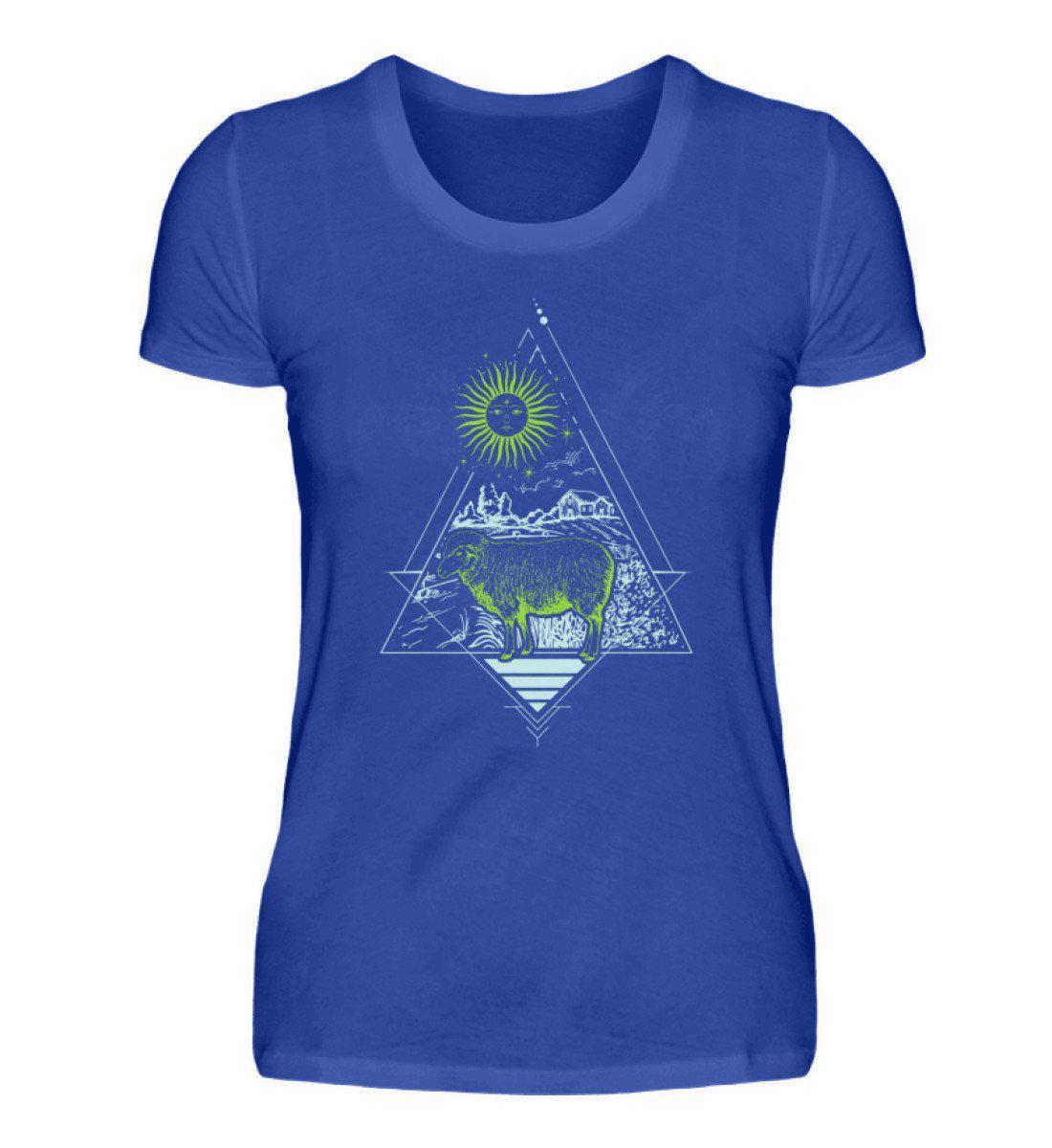 Schaf Geometric · Damen T-Shirt-Damen Basic T-Shirt-Neon Blue-S-Agrarstarz