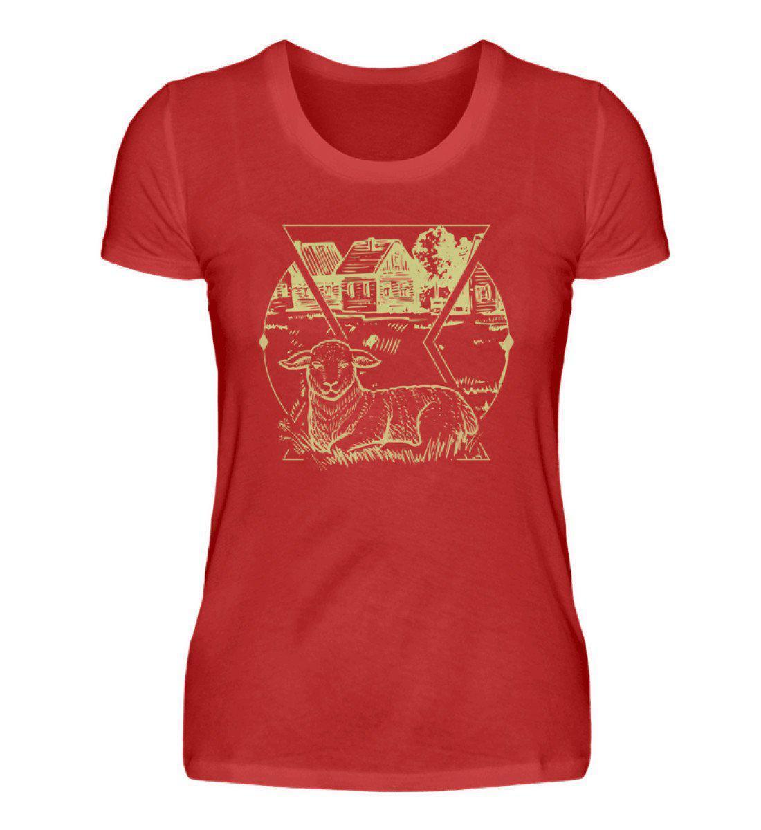 Schaf Geometric · Damen T-Shirt-Damen Basic T-Shirt-Red-S-Agrarstarz