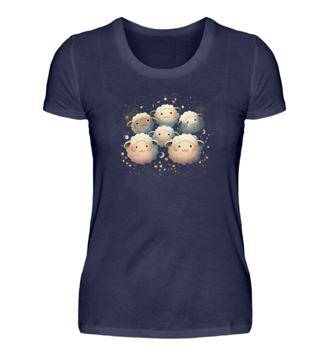 Schaf Herde Blumen · Damen T-Shirt-Damen Basic T-Shirt-Navy-S-Agrarstarz