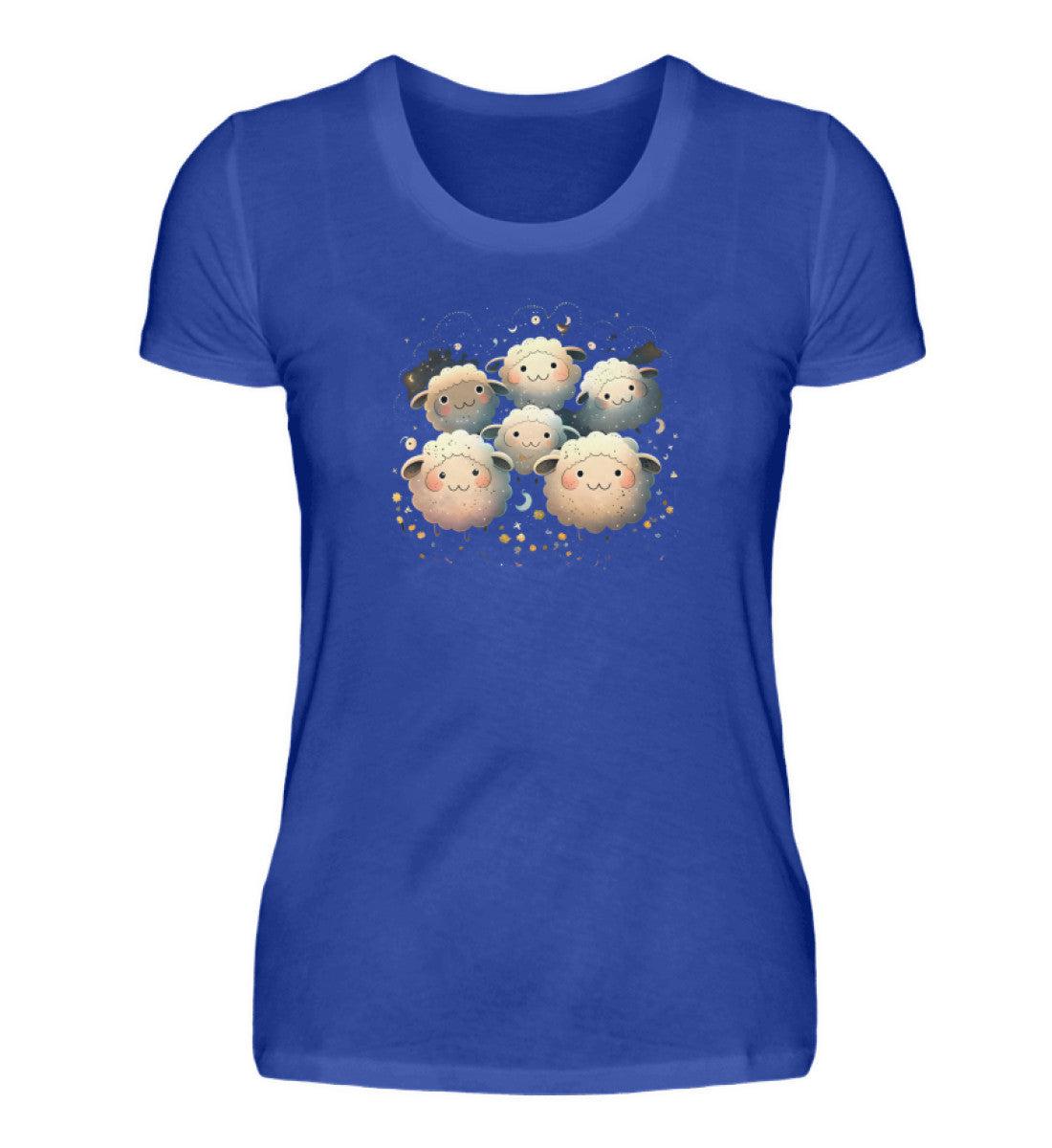 Schaf Herde Blumen · Damen T-Shirt-Damen Basic T-Shirt-Neon Blue-S-Agrarstarz