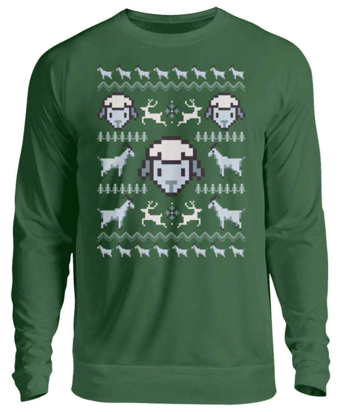 Schaf Pixel Ugly Christmas · Unisex Sweatshirt Pullover-Unisex Sweatshirt-Bottle Green-S-Agrarstarz