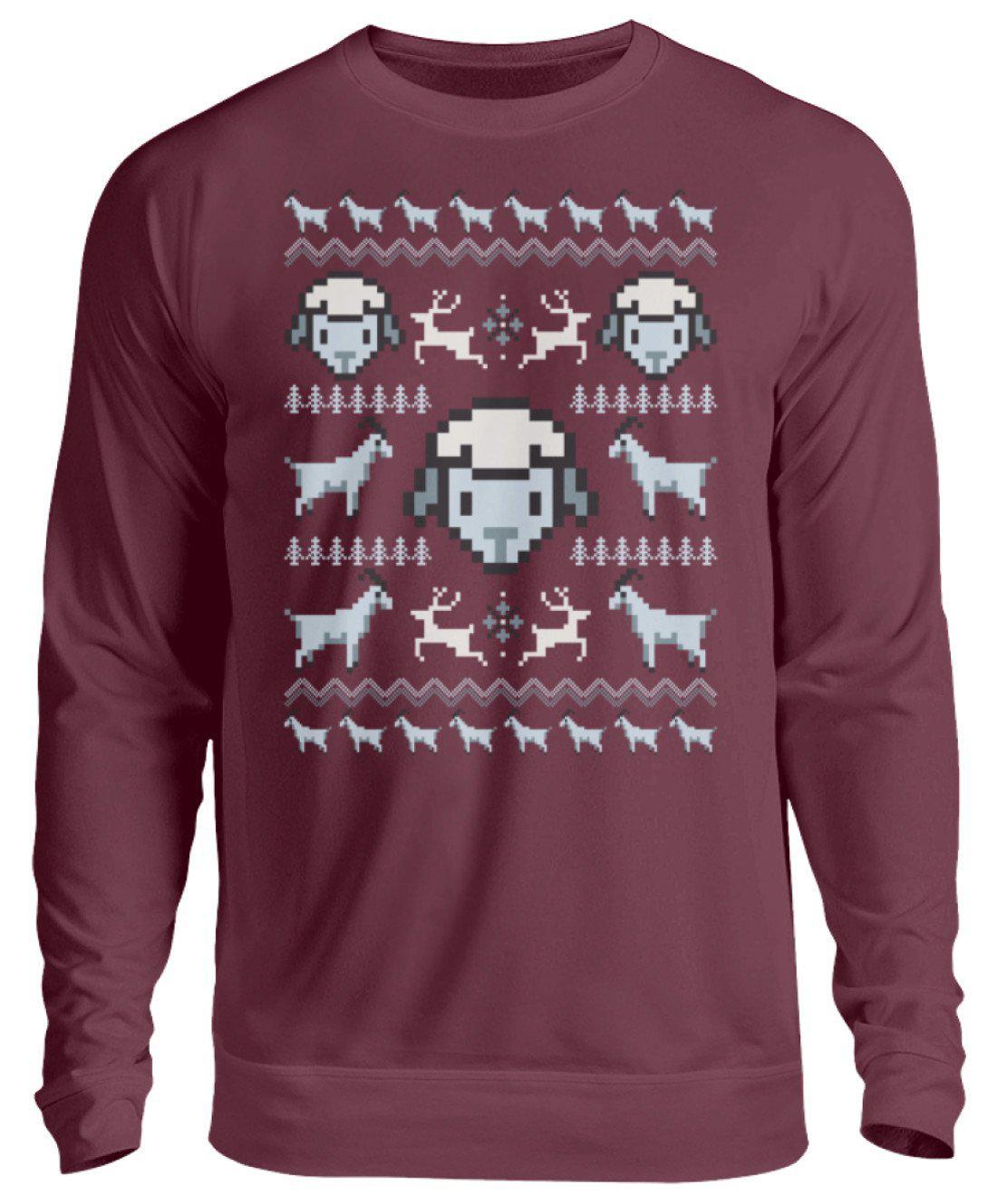 Schaf Pixel Ugly Christmas · Unisex Sweatshirt Pullover-Unisex Sweatshirt-Burgundy-S-Agrarstarz