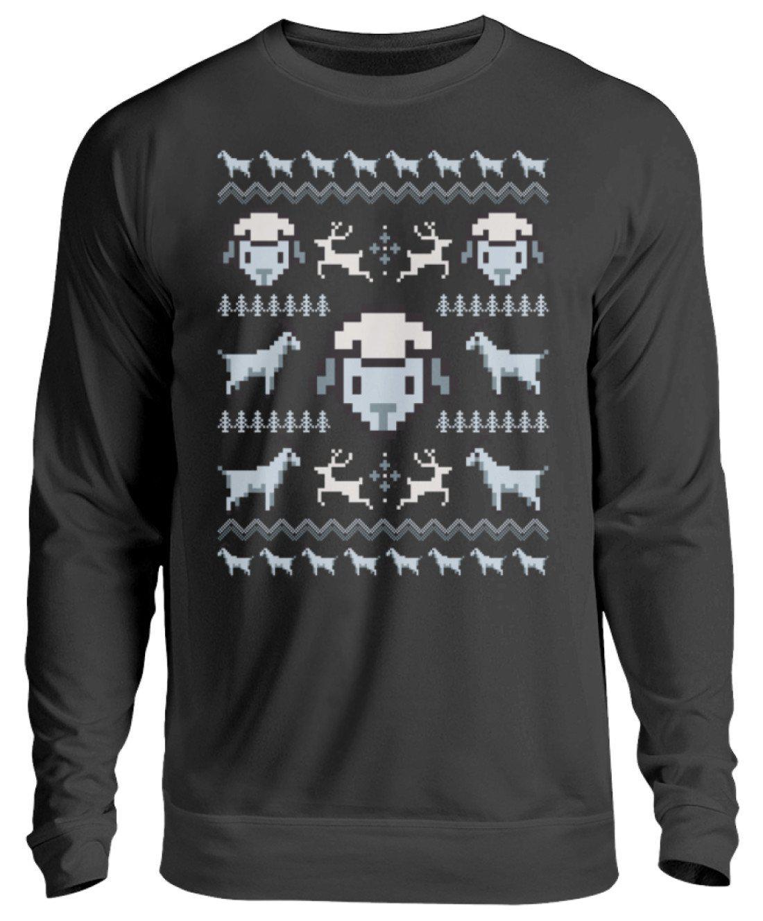 Schaf Pixel Ugly Christmas · Unisex Sweatshirt Pullover-Unisex Sweatshirt-Jet Black-S-Agrarstarz