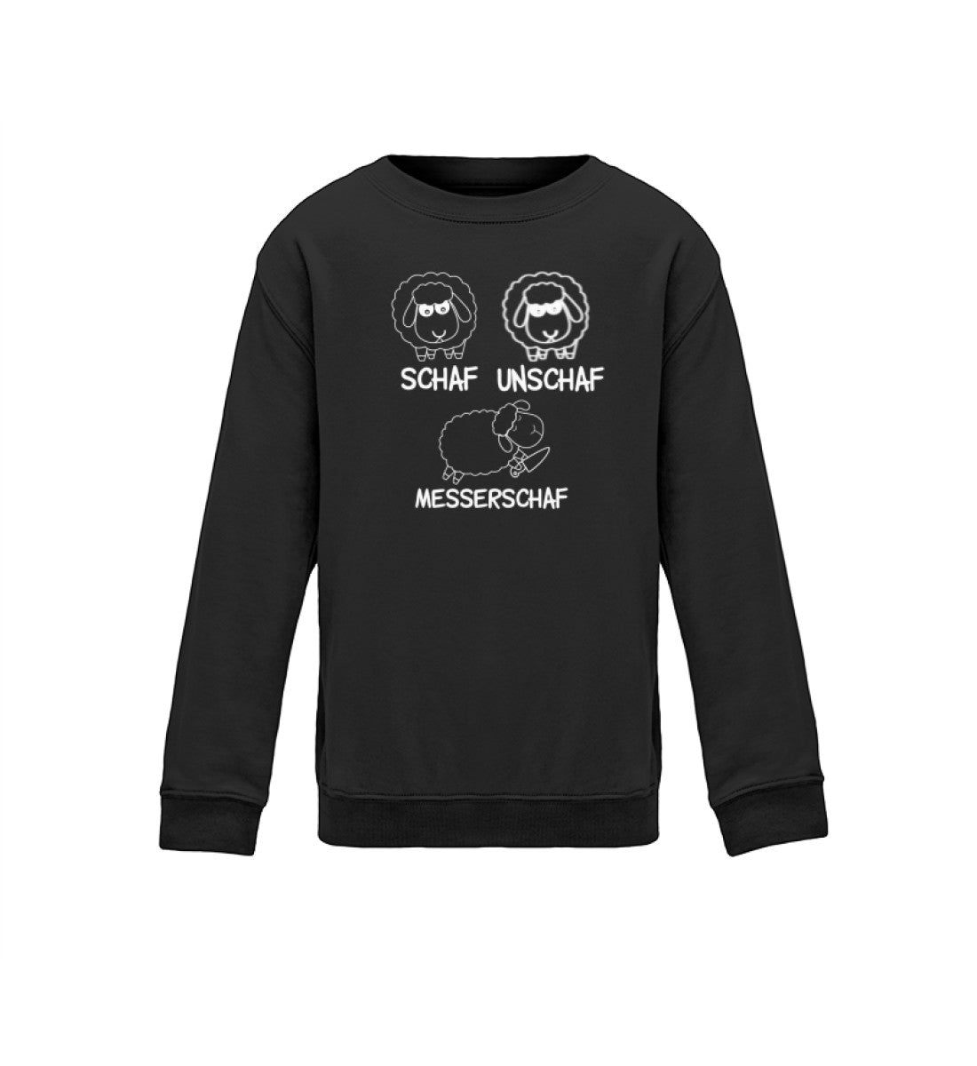 Schaf Unschaf Messerschaf · Kinder Sweatshirt-Kinder Sweatshirt-Jet Black-12/14 (152/164)-Agrarstarz