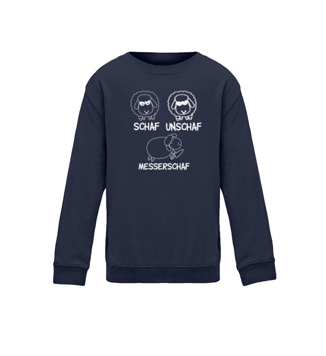 Schaf Unschaf Messerschaf · Kinder Sweatshirt-Kinder Sweatshirt-Oxford Navy-12/14 (152/164)-Agrarstarz