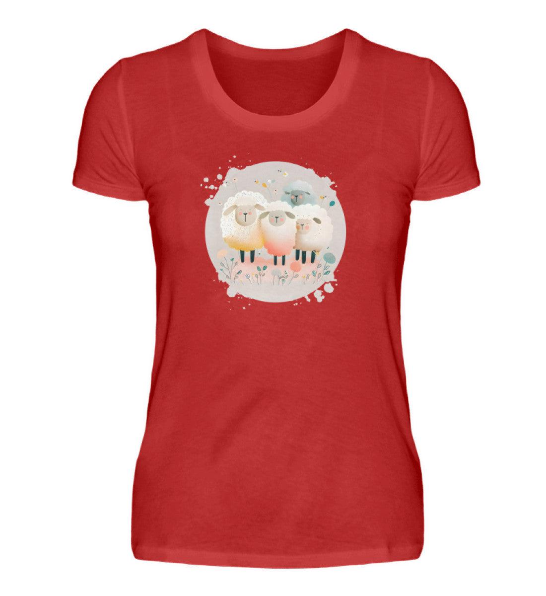 Schafe · Damen T-Shirt-Damen Basic T-Shirt-Red-S-Agrarstarz