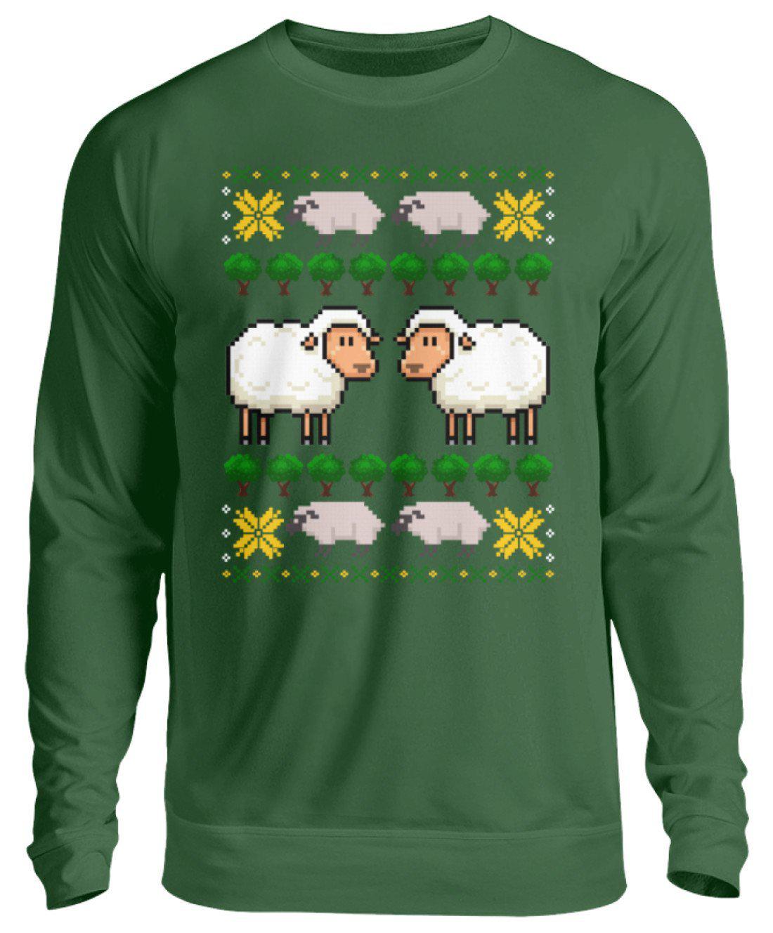 Schafe Pixel Ugly Christmas · Unisex Sweatshirt Pullover-Unisex Sweatshirt-Bottle Green-S-Agrarstarz