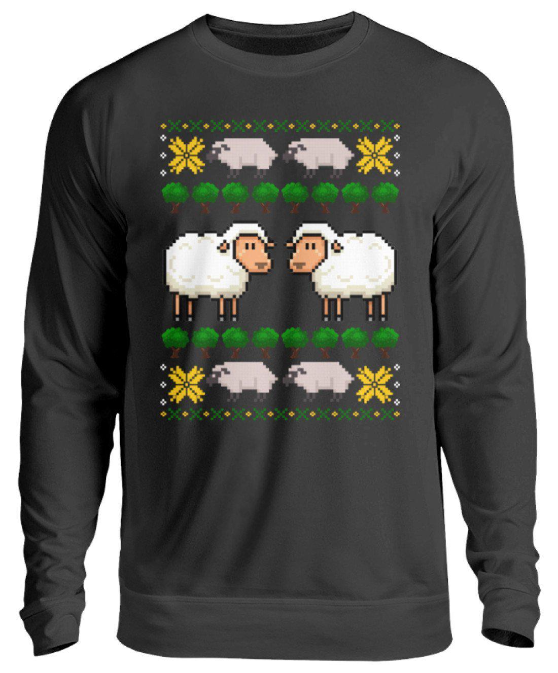 Schafe Pixel Ugly Christmas · Unisex Sweatshirt Pullover-Unisex Sweatshirt-Jet Black-S-Agrarstarz