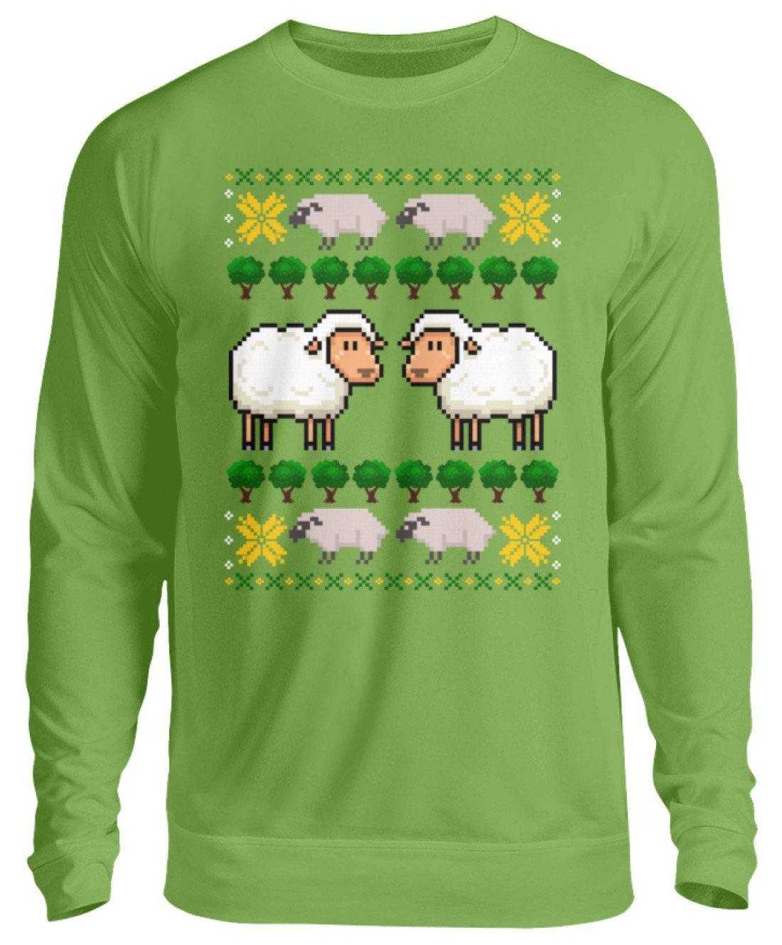 Schafe Pixel Ugly Christmas · Unisex Sweatshirt Pullover-Unisex Sweatshirt-LimeGreen-S-Agrarstarz