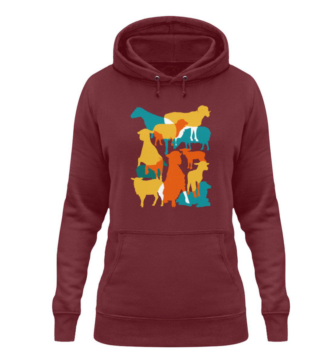 Schafe geometric · Damen Hoodie-Damen Hoodie-Burgundy-XS-Agrarstarz