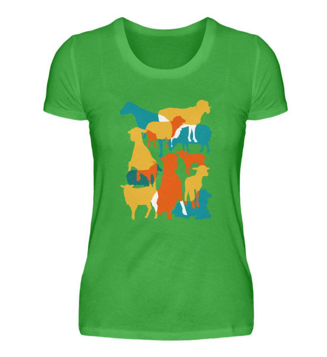 Schafe geometric · Damen T-Shirt-Damen Basic T-Shirt-Green Apple-S-Agrarstarz