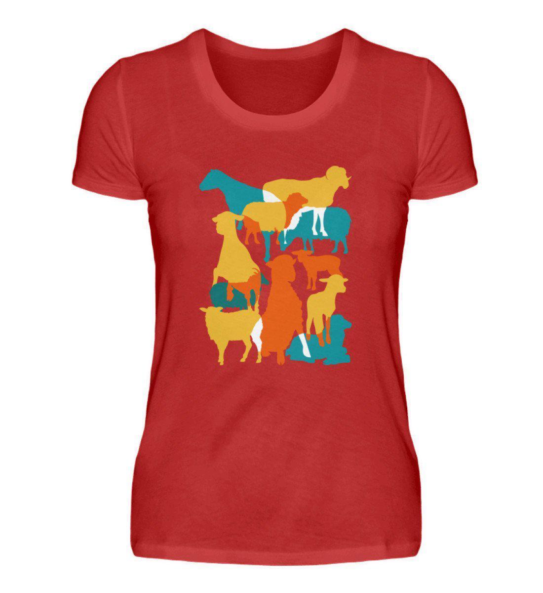 Schafe geometric · Damen T-Shirt-Damen Basic T-Shirt-Red-S-Agrarstarz