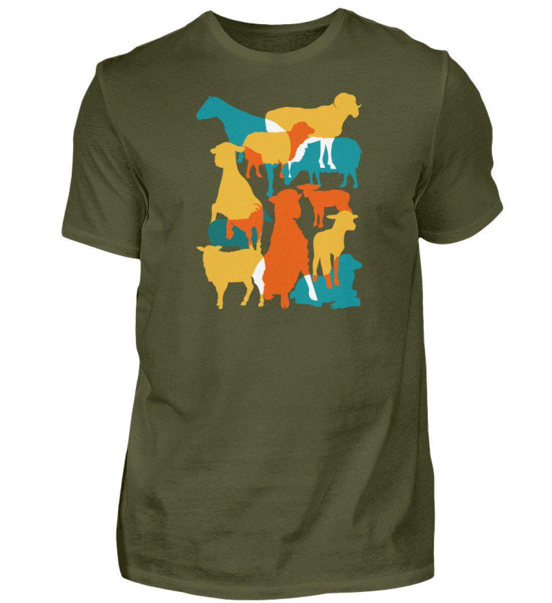 Schafe geometric · Herren T-Shirt-Herren Basic T-Shirt-Urban Khaki-S-Agrarstarz