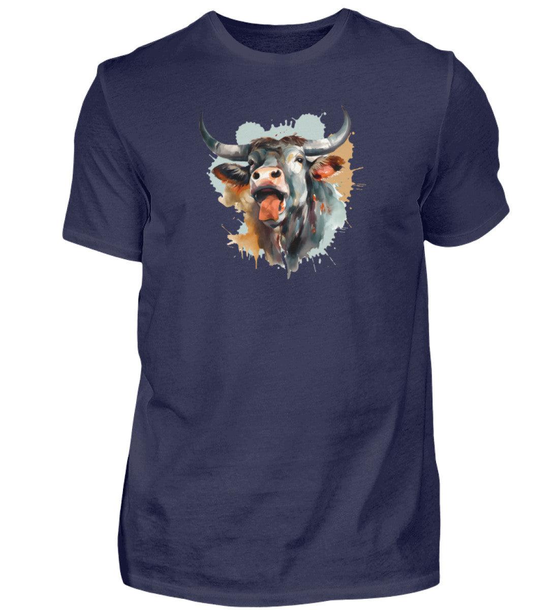 Schreiender Ochse Wasseerfarben · Herren T-Shirt-Herren Basic T-Shirt-Navy-S-Agrarstarz