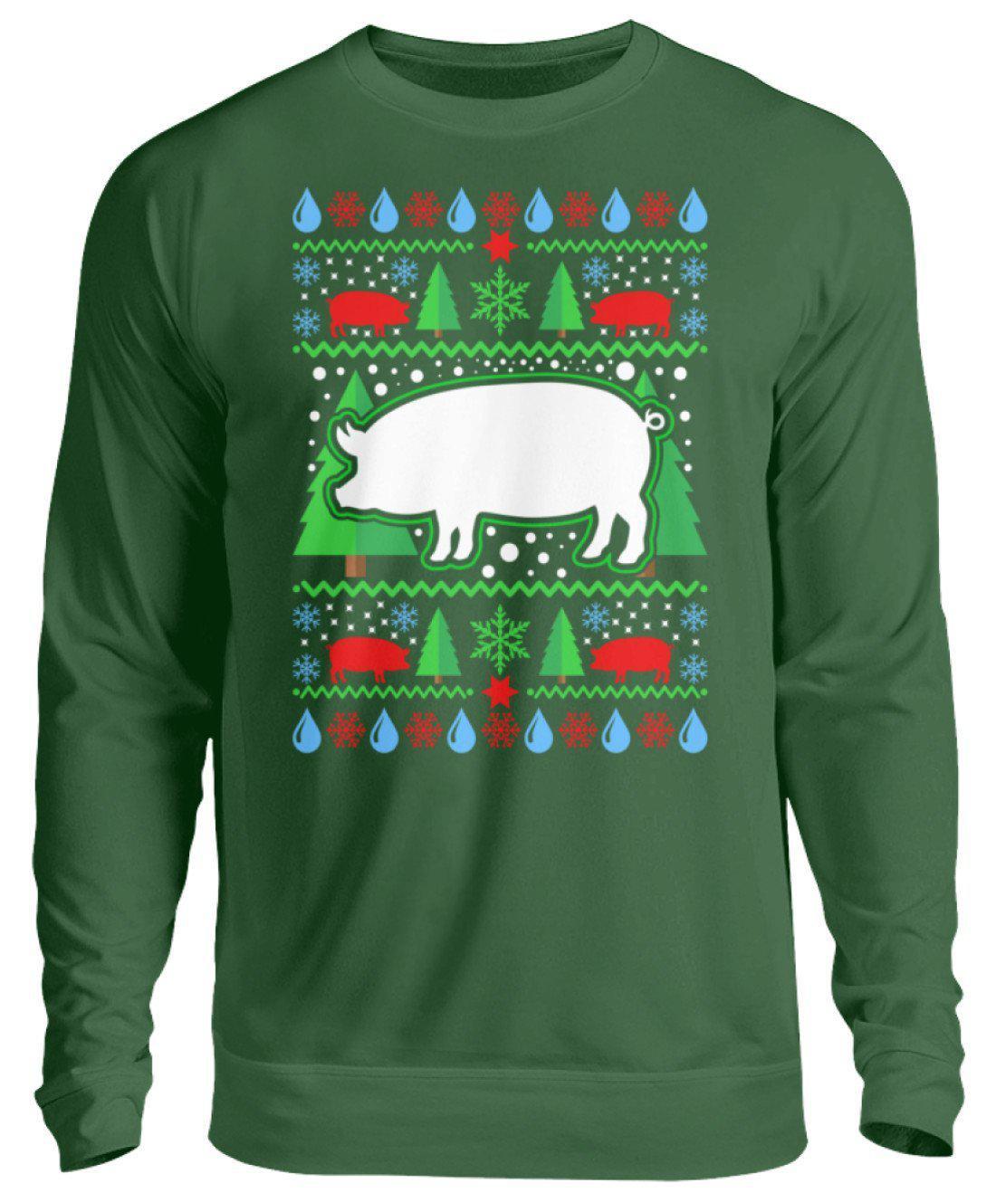 Schwein 4 Ugly Christmas · Unisex Sweatshirt Pullover-Unisex Sweatshirt-Bottle Green-S-Agrarstarz