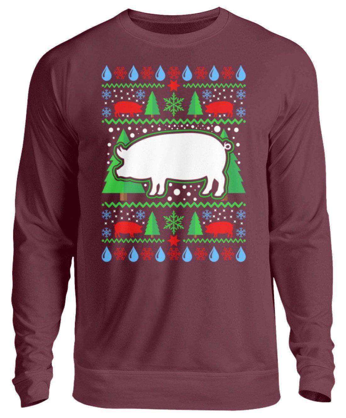 Schwein 4 Ugly Christmas · Unisex Sweatshirt Pullover-Unisex Sweatshirt-Burgundy-S-Agrarstarz