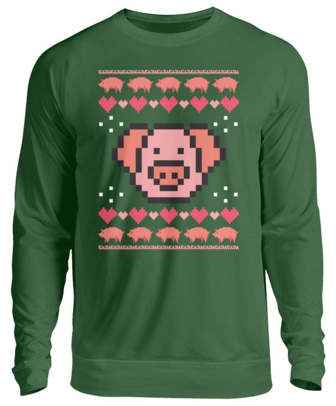 Schwein Pixel Ugly Christmas · Unisex Sweatshirt Pullover-Unisex Sweatshirt-Bottle Green-S-Agrarstarz