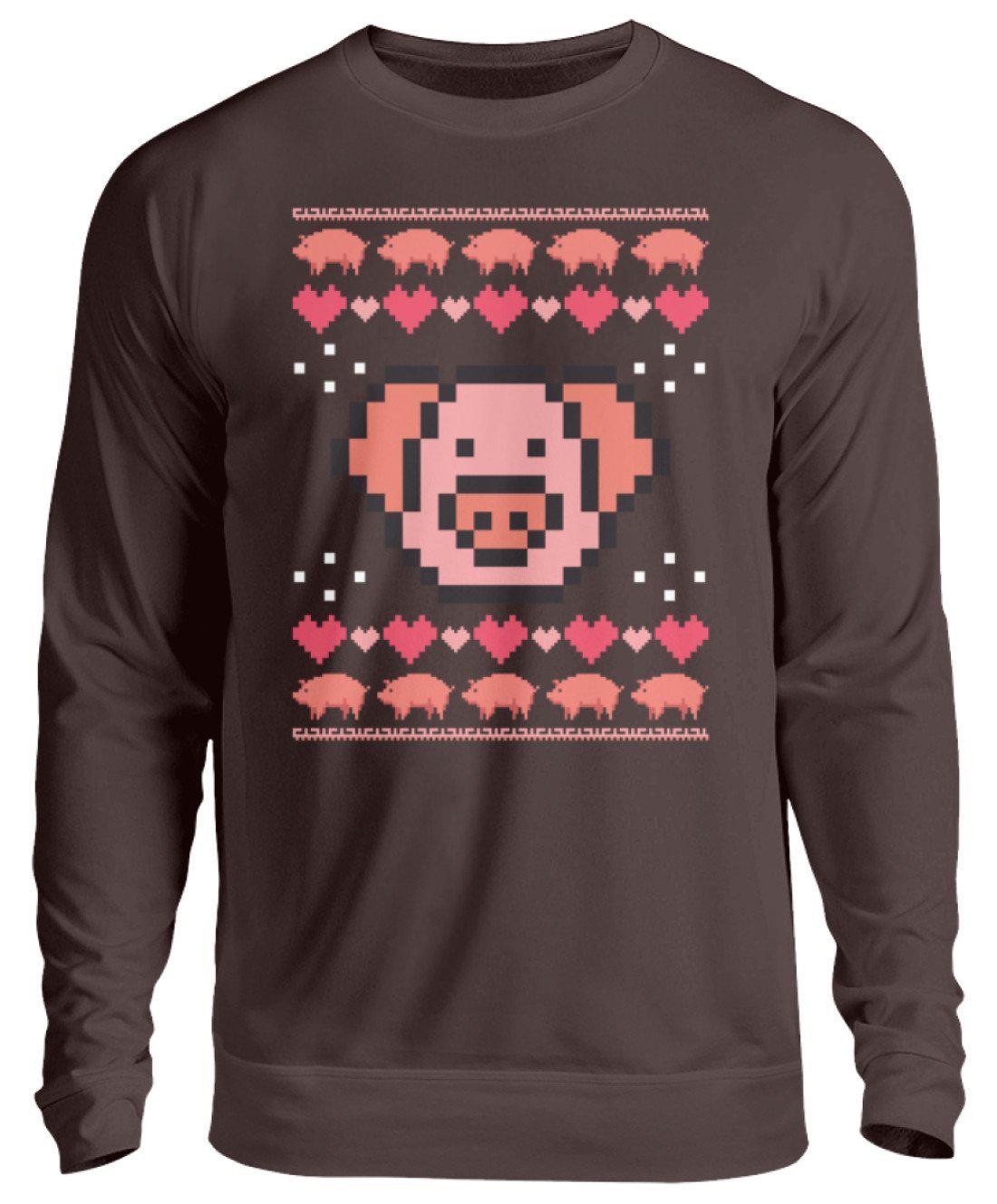 Schwein Pixel Ugly Christmas · Unisex Sweatshirt Pullover-Unisex Sweatshirt-Hot Chocolate-S-Agrarstarz