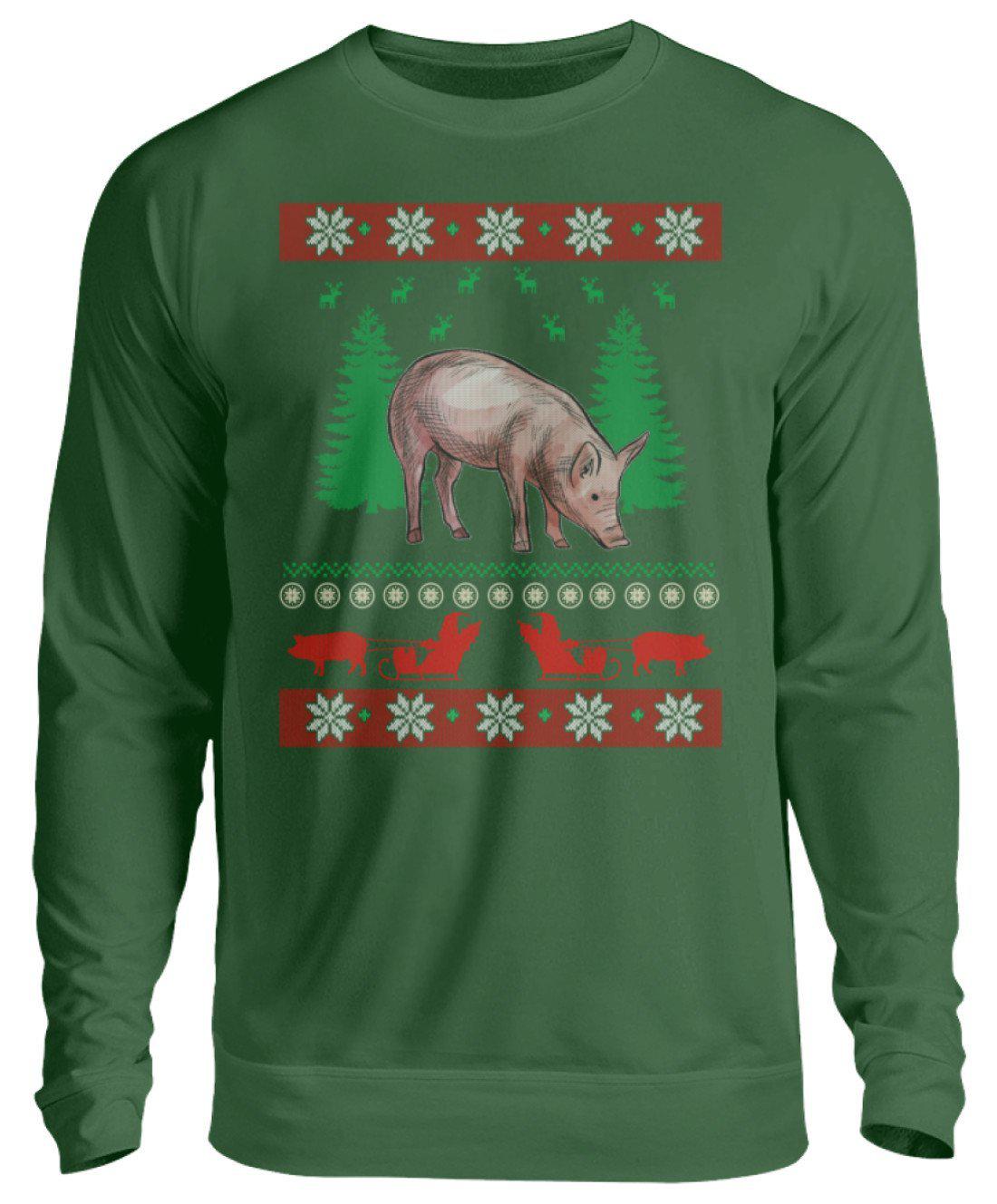 Schwein Ugly Christmas · Unisex Sweatshirt Pullover-Unisex Sweatshirt-Bottle Green-S-Agrarstarz