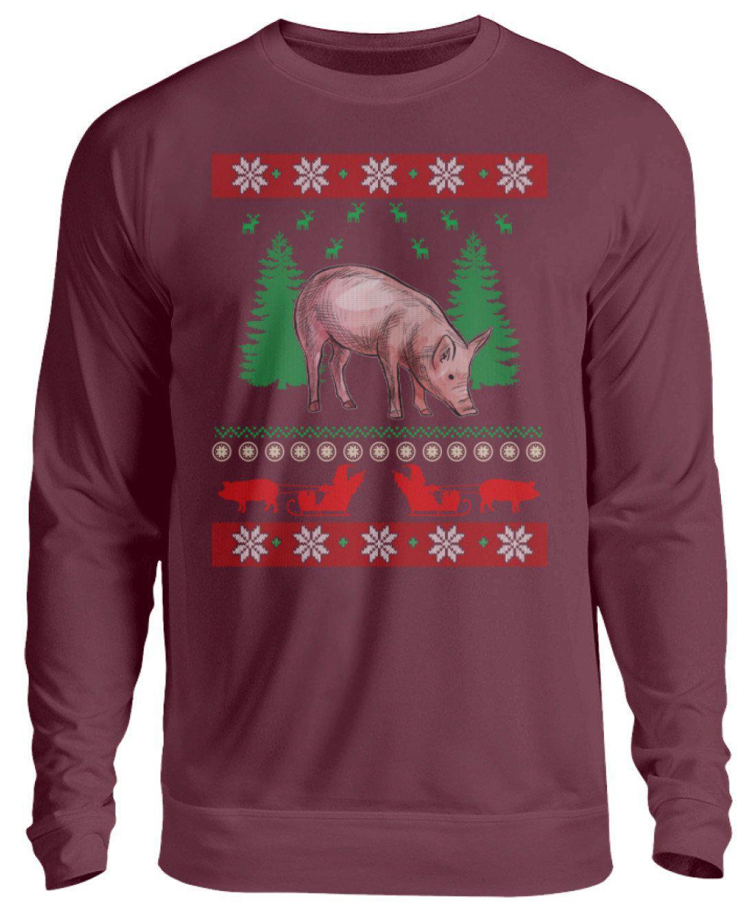 Schwein Ugly Christmas · Unisex Sweatshirt Pullover-Unisex Sweatshirt-Burgundy-S-Agrarstarz