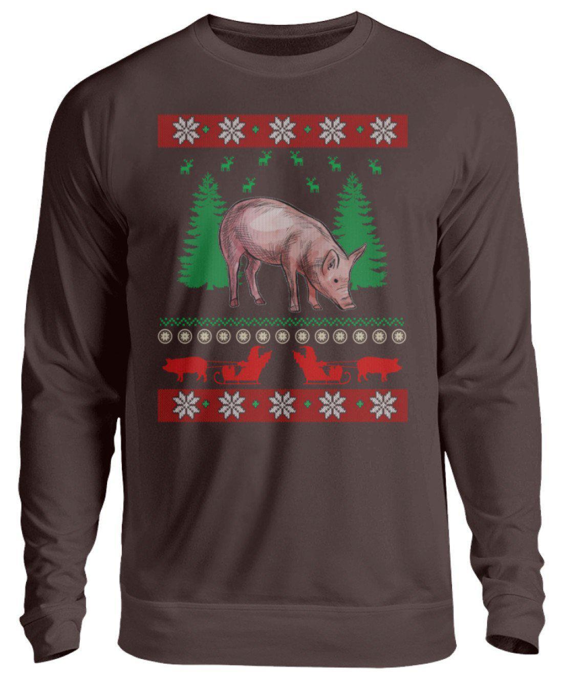 Schwein Ugly Christmas · Unisex Sweatshirt Pullover-Unisex Sweatshirt-Hot Chocolate-S-Agrarstarz