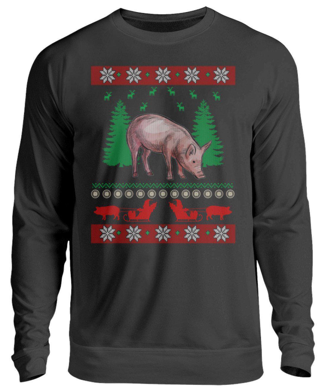 Schwein Ugly Christmas · Unisex Sweatshirt Pullover-Unisex Sweatshirt-Jet Black-S-Agrarstarz