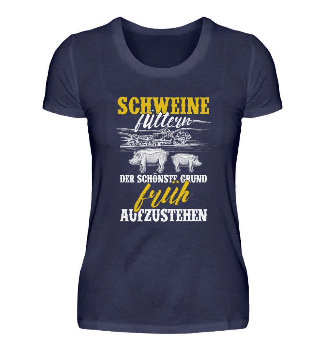 Schweine füttern · Damen T-Shirt-Damen Basic T-Shirt-Navy-S-Agrarstarz