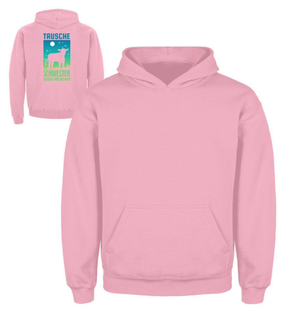Schwester gegen Kälbchen · Kinder Kapuzenpullover Hoodie-Kinder Hoodie-Baby Pink-3/4 (98/104)-Agrarstarz