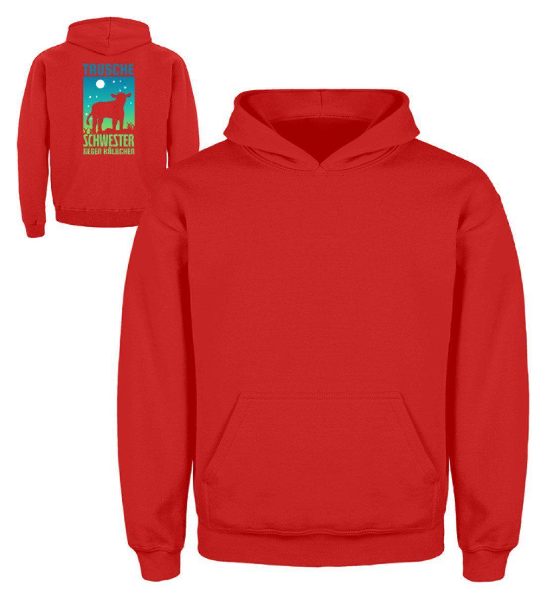 Schwester gegen Kälbchen · Kinder Kapuzenpullover Hoodie-Kinder Hoodie-Fire Red-3/4 (98/104)-Agrarstarz