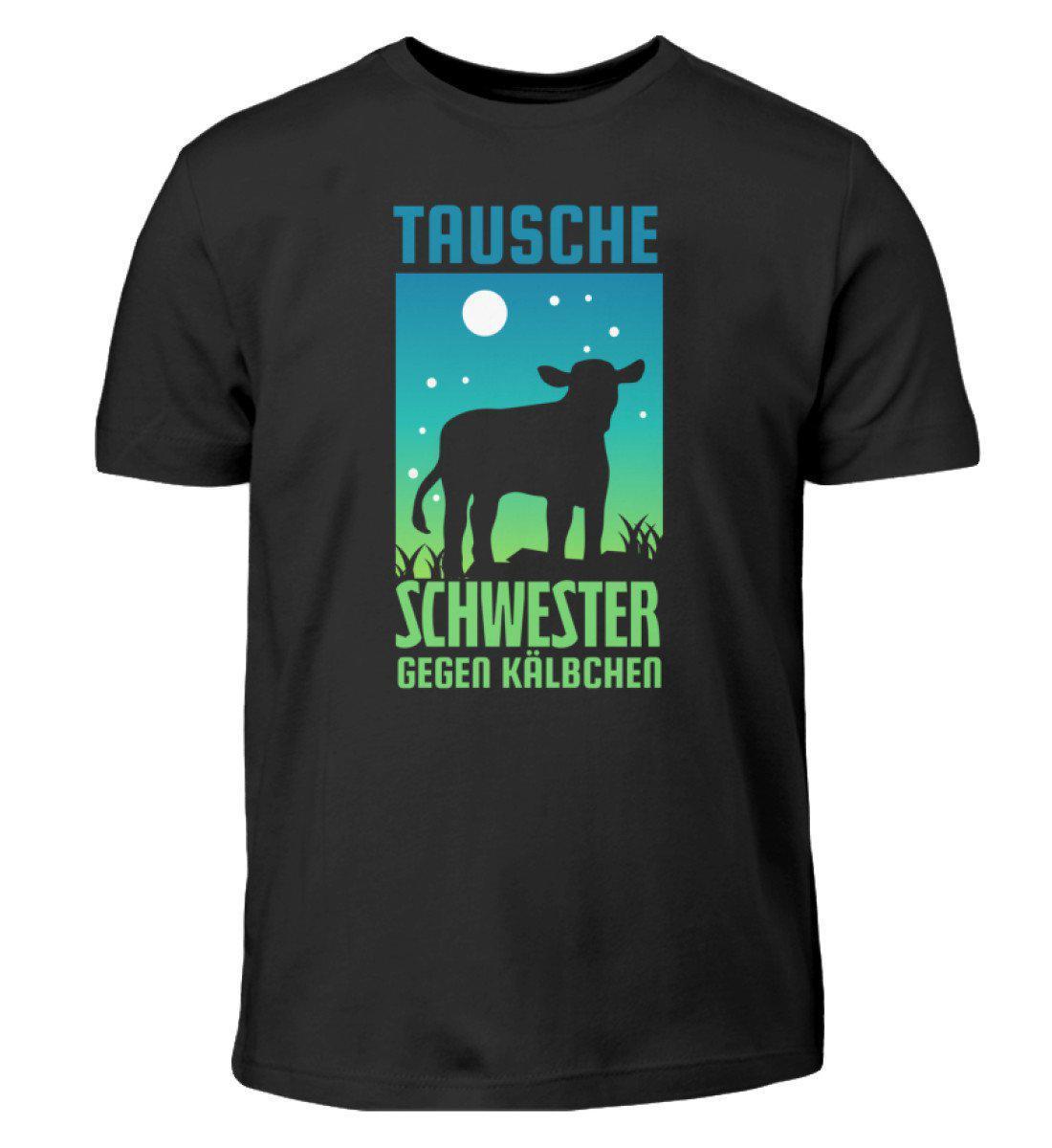 Schwester gegen Kälbchen · Kinder T-Shirt-Kinder T-Shirt-Black-3/4 (98/104)-Agrarstarz