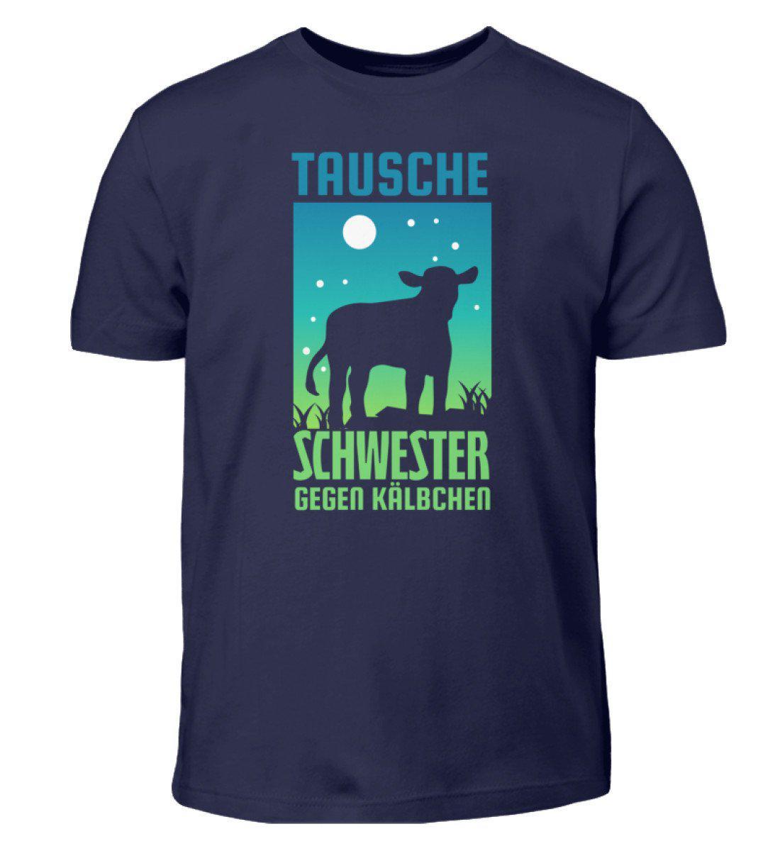 Schwester gegen Kälbchen · Kinder T-Shirt-Kinder T-Shirt-Navy-3/4 (98/104)-Agrarstarz