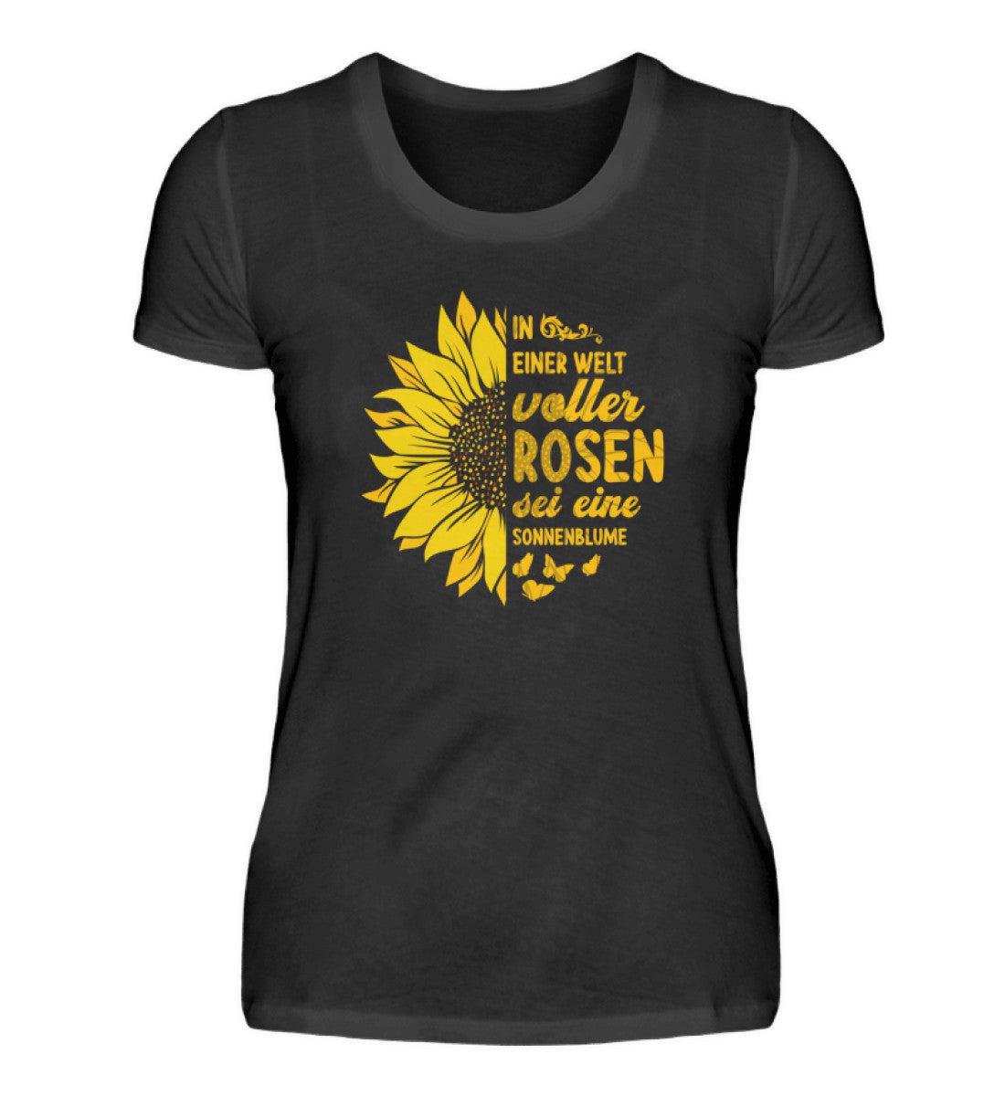 Sei eine Sonnenblume · Damen T-Shirt-Damen Basic T-Shirt-Black-S-Agrarstarz