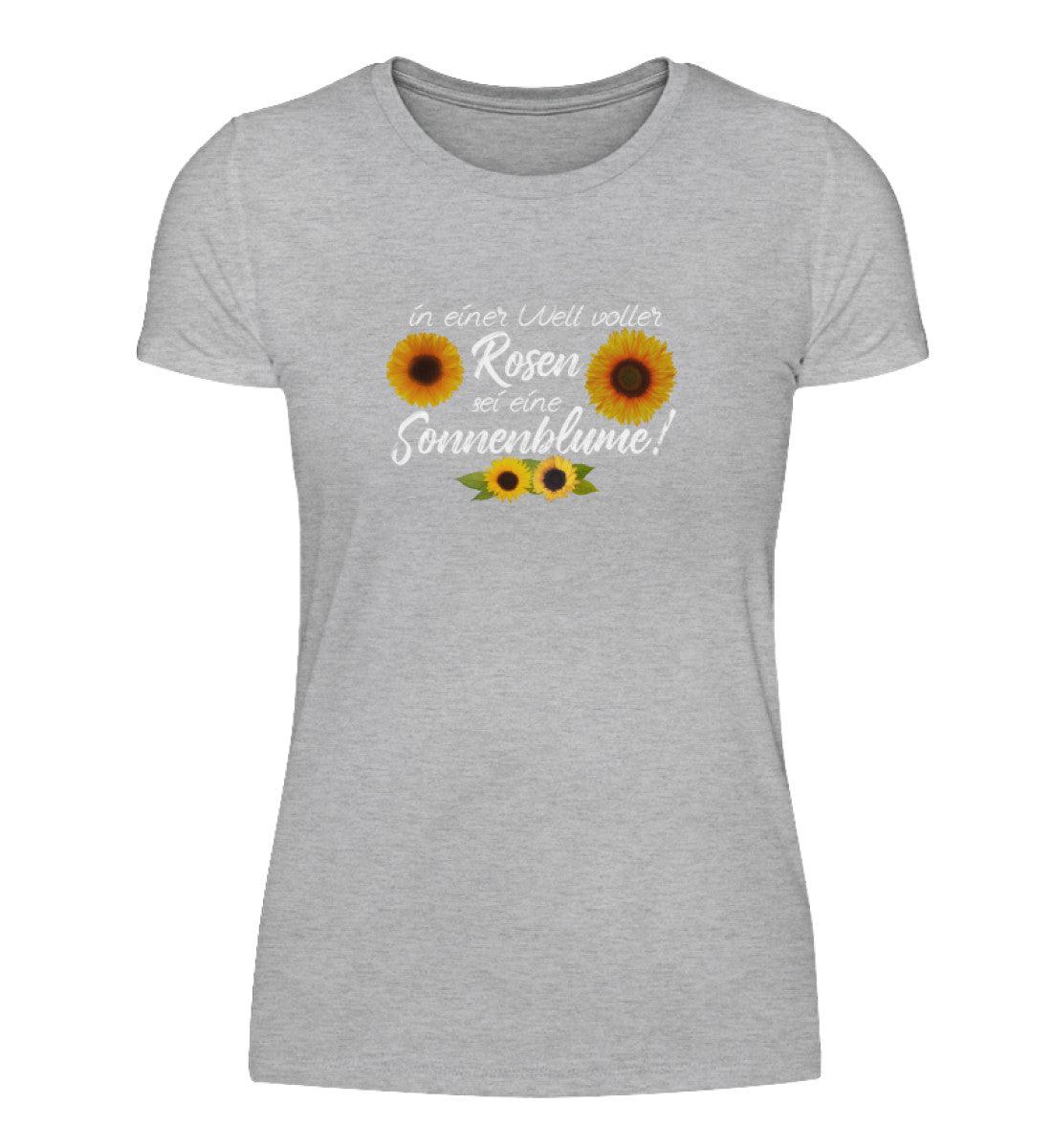 Sei eine Sonnenblume · Damen T-Shirt-Damen Basic T-Shirt-Heather Grey-S-Agrarstarz