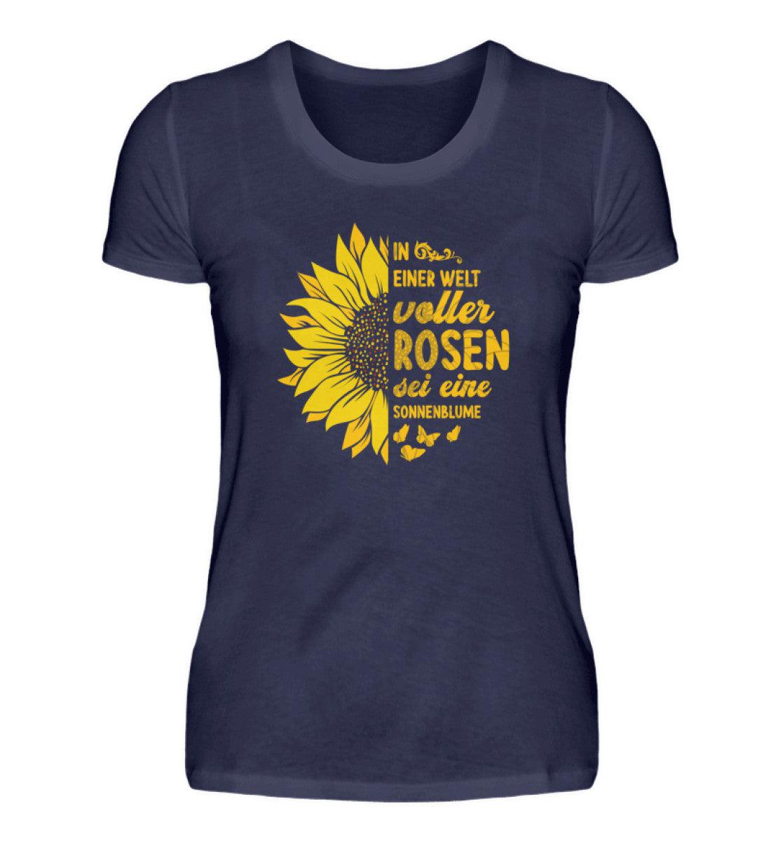 Sei eine Sonnenblume · Damen T-Shirt-Damen Basic T-Shirt-Navy-S-Agrarstarz