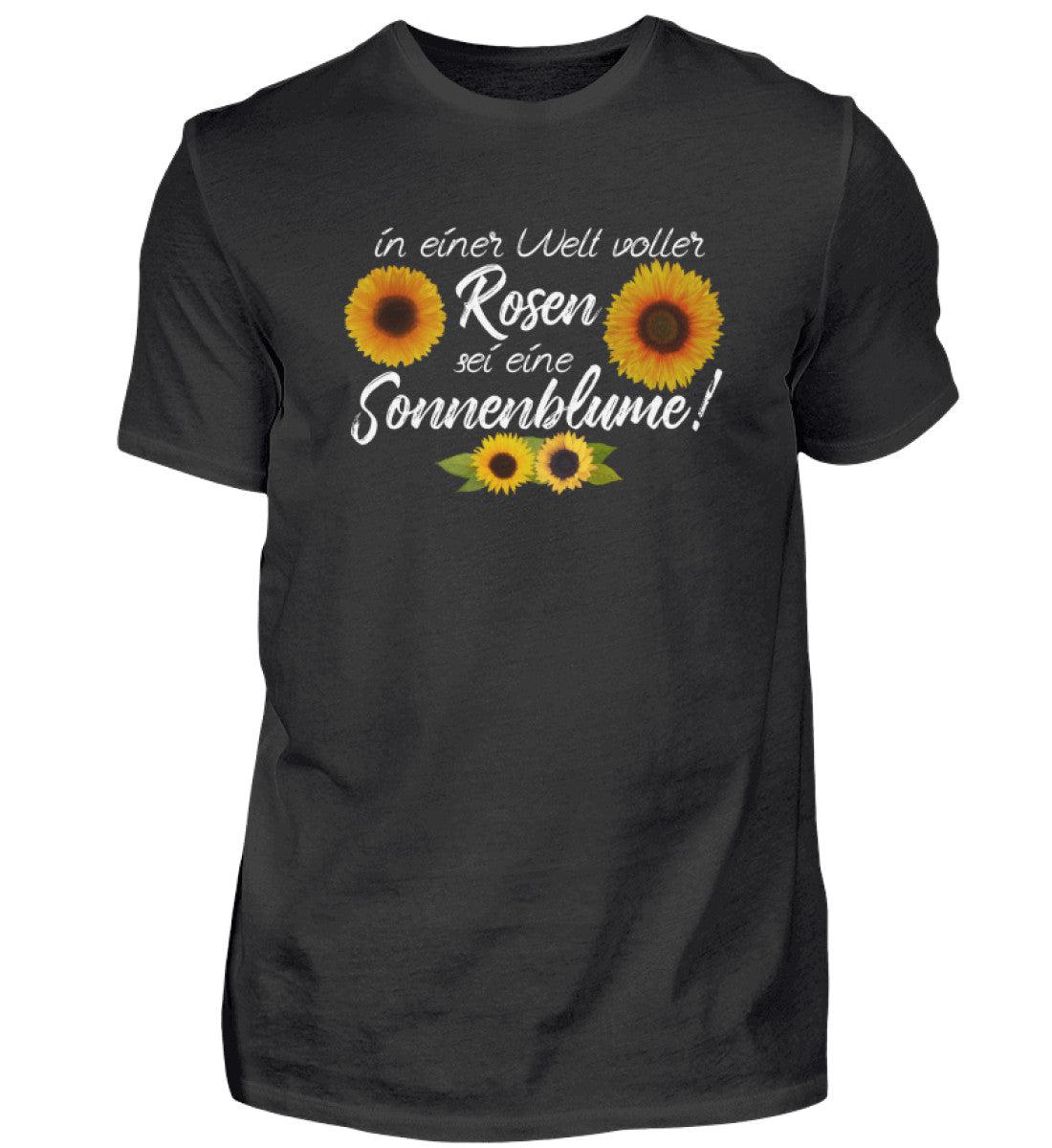 Sei eine Sonnenblume · Herren T-Shirt-Herren Basic T-Shirt-Black-XS-Agrarstarz