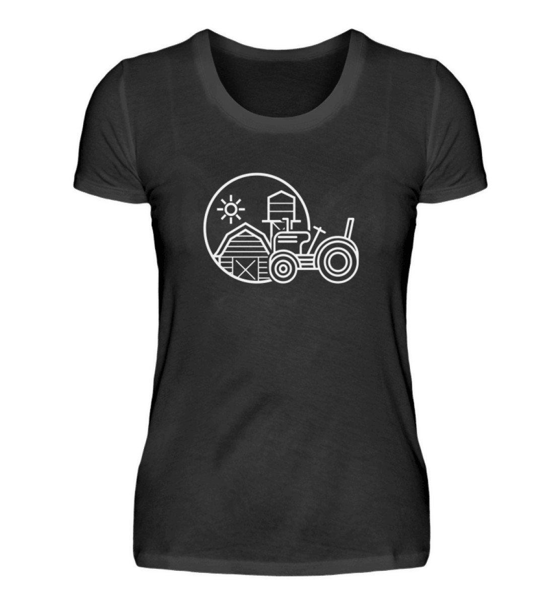 Simple Traktor Hof · Damen T-Shirt-Damen Basic T-Shirt-Black-S-Agrarstarz