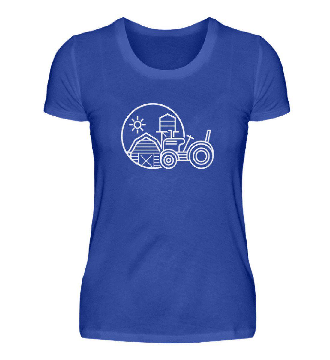 Simple Traktor Hof · Damen T-Shirt-Damen Basic T-Shirt-Neon Blue-S-Agrarstarz
