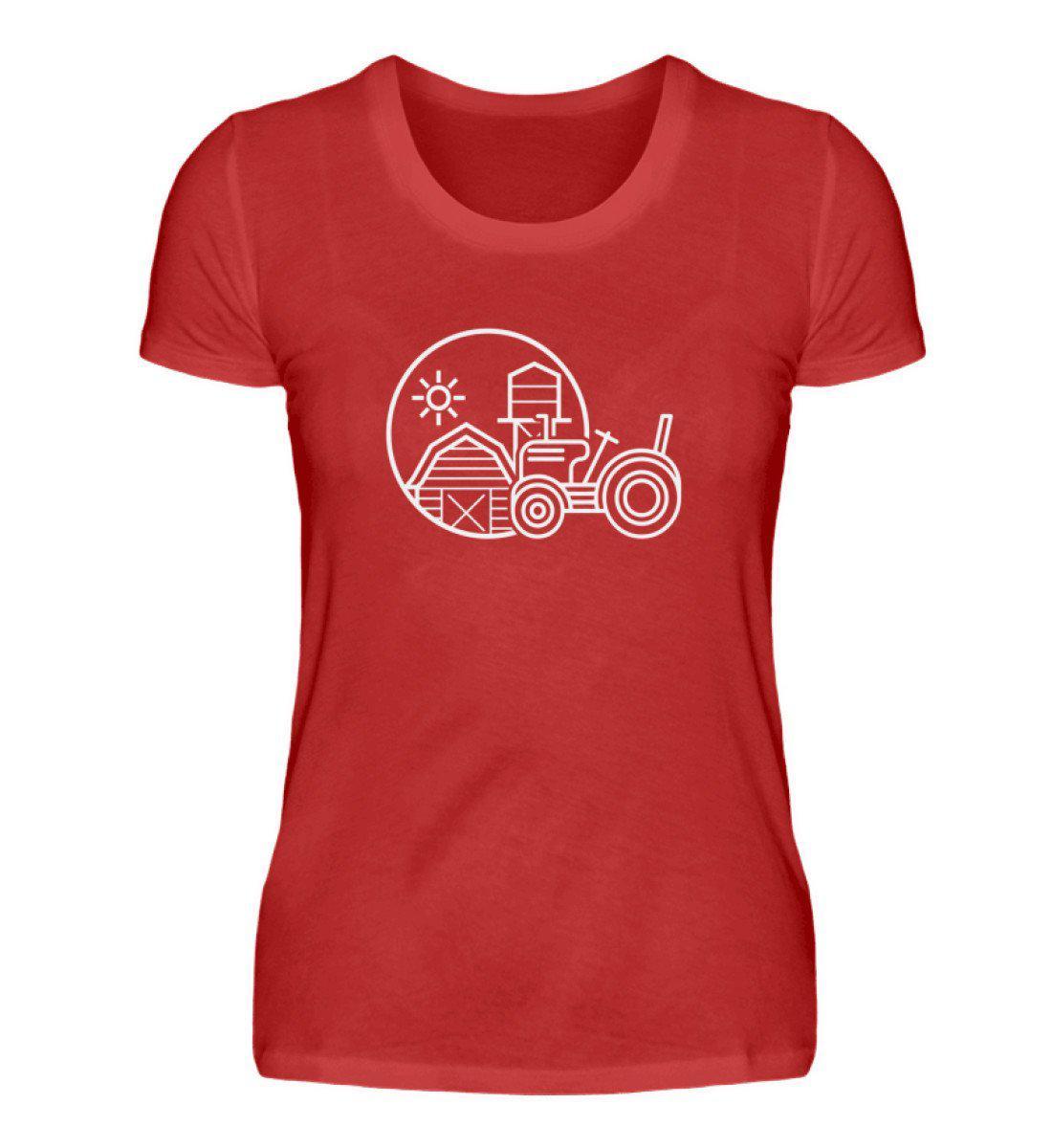 Simple Traktor Hof · Damen T-Shirt-Damen Basic T-Shirt-Red-S-Agrarstarz