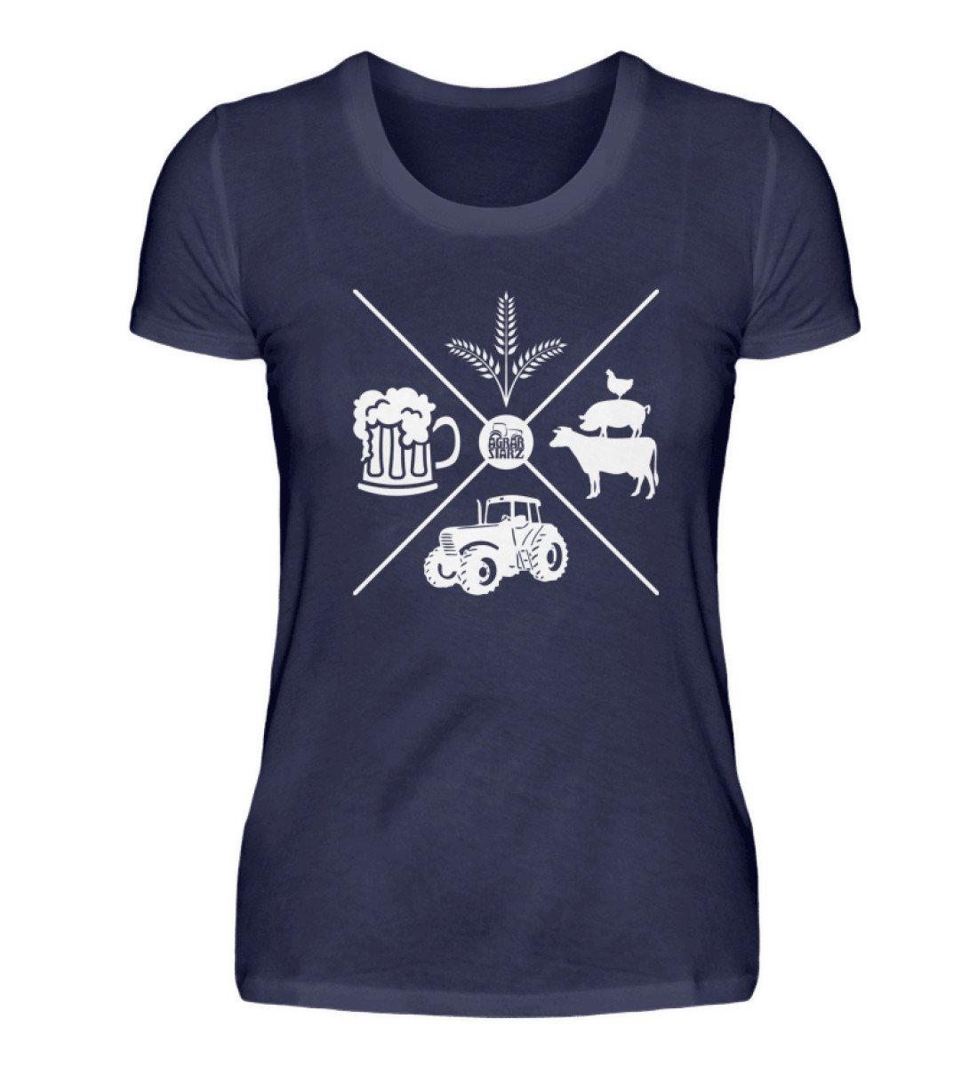 Simple X · Damen T-Shirt-Damen Basic T-Shirt-Navy-S-Agrarstarz