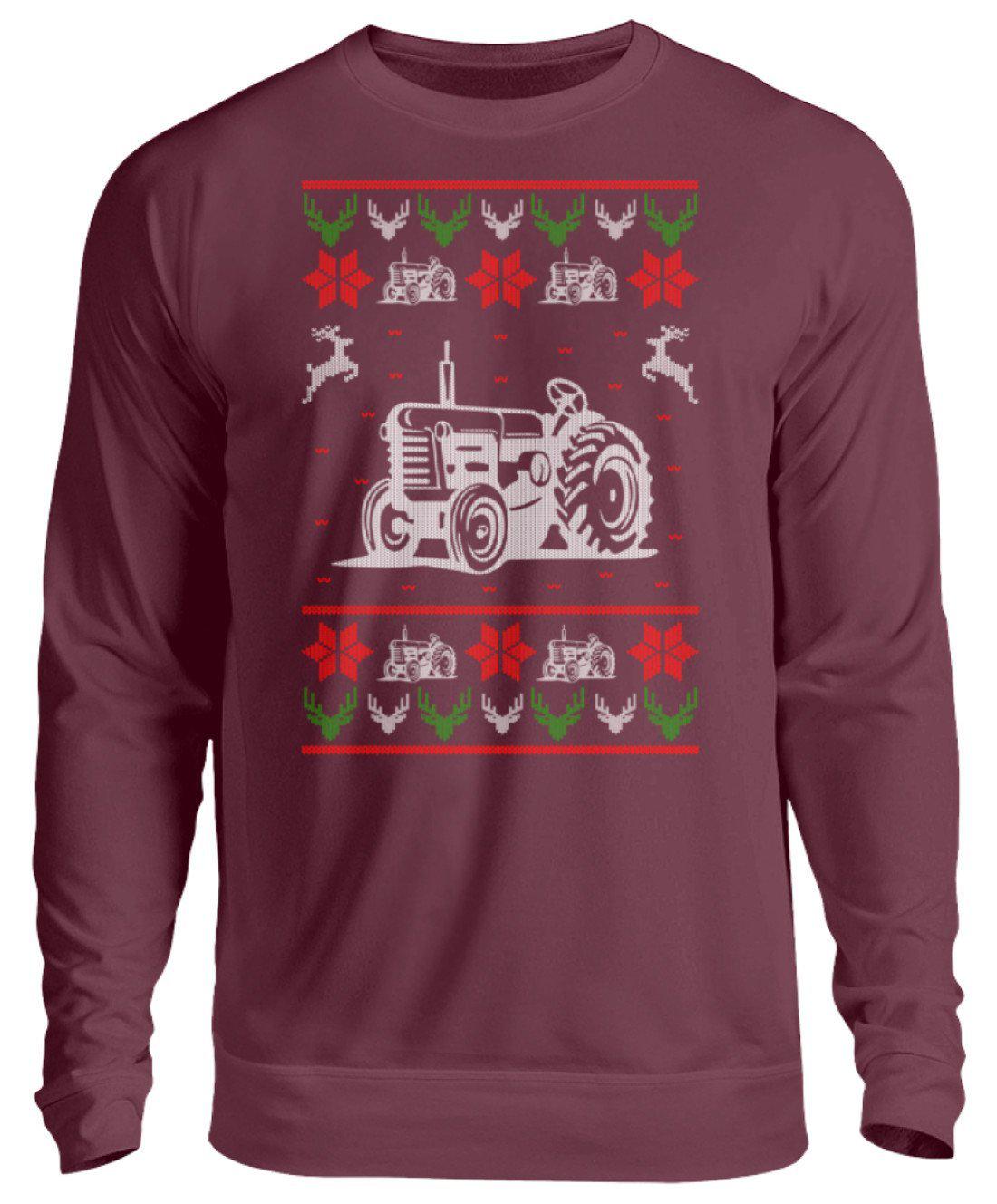 Traktor 2 Ugly Christmas · Unisex Sweatshirt Pullover-Unisex Sweatshirt-Burgundy-S-Agrarstarz
