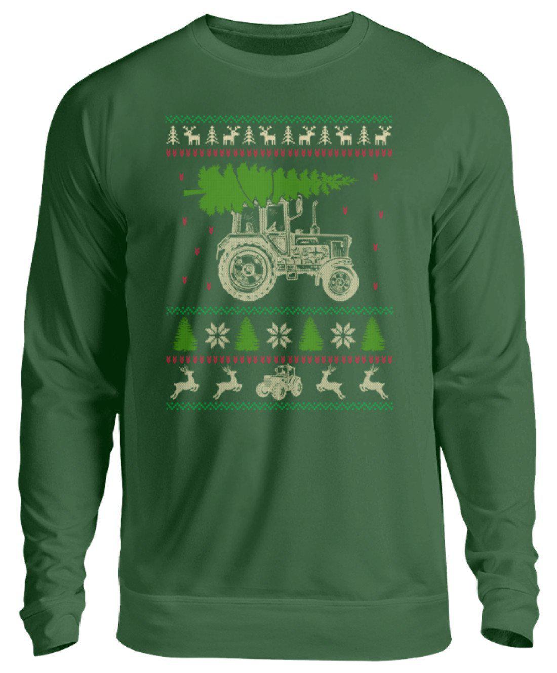 Traktor Baum Ugly Christmas · Unisex Sweatshirt Pullover-Unisex Sweatshirt-Bottle Green-S-Agrarstarz
