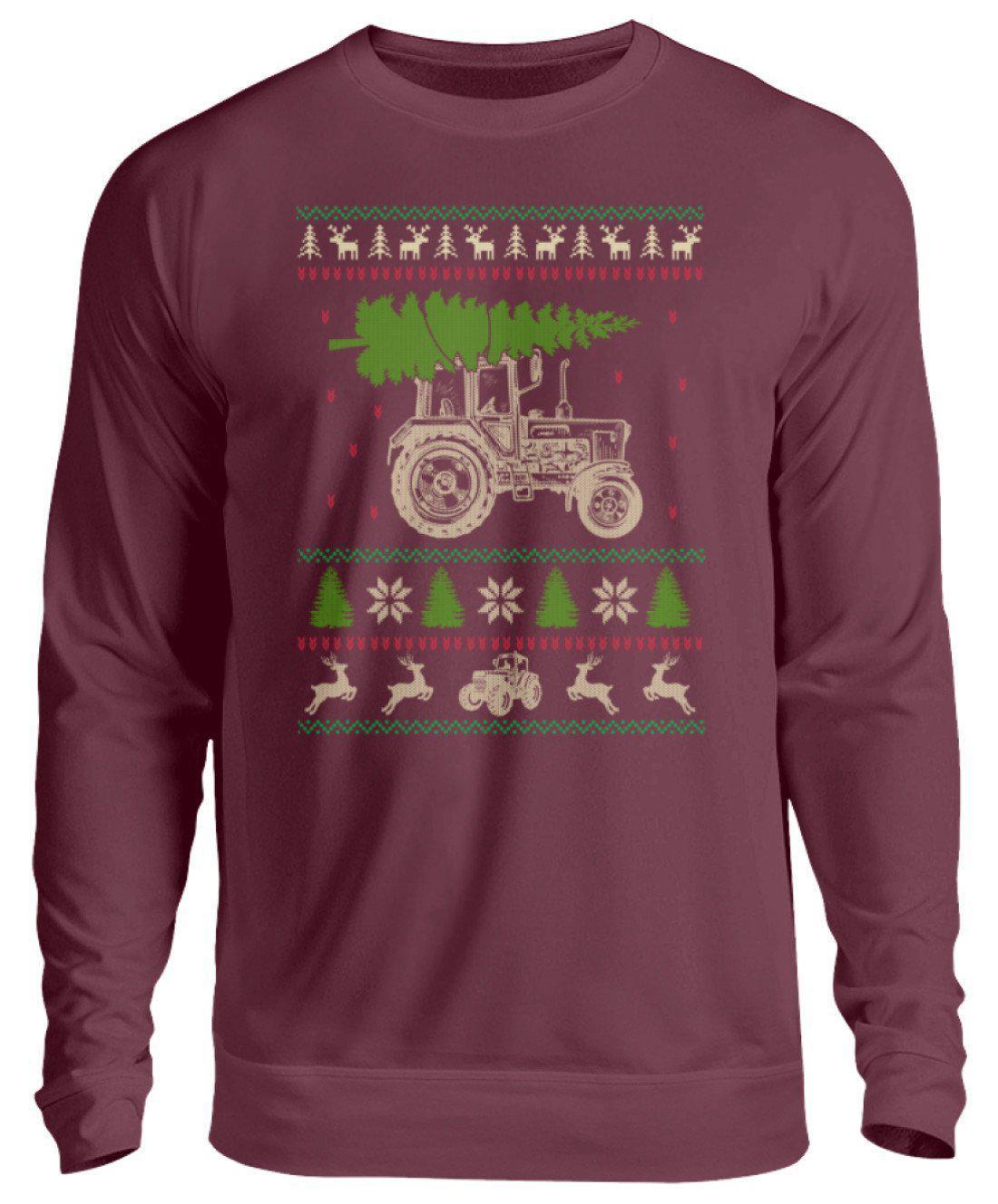Traktor Baum Ugly Christmas · Unisex Sweatshirt Pullover-Unisex Sweatshirt-Burgundy-S-Agrarstarz