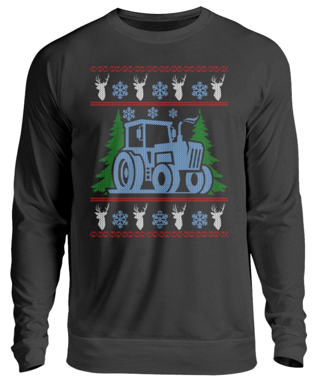 Traktor Blau Ugly Christmas · Unisex Sweatshirt Pullover-Unisex Sweatshirt-Jet Black-S-Agrarstarz