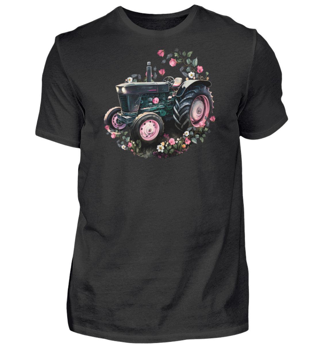 Traktor Blumen · Herren T-Shirt-Herren Basic T-Shirt-Black-XS-Agrarstarz