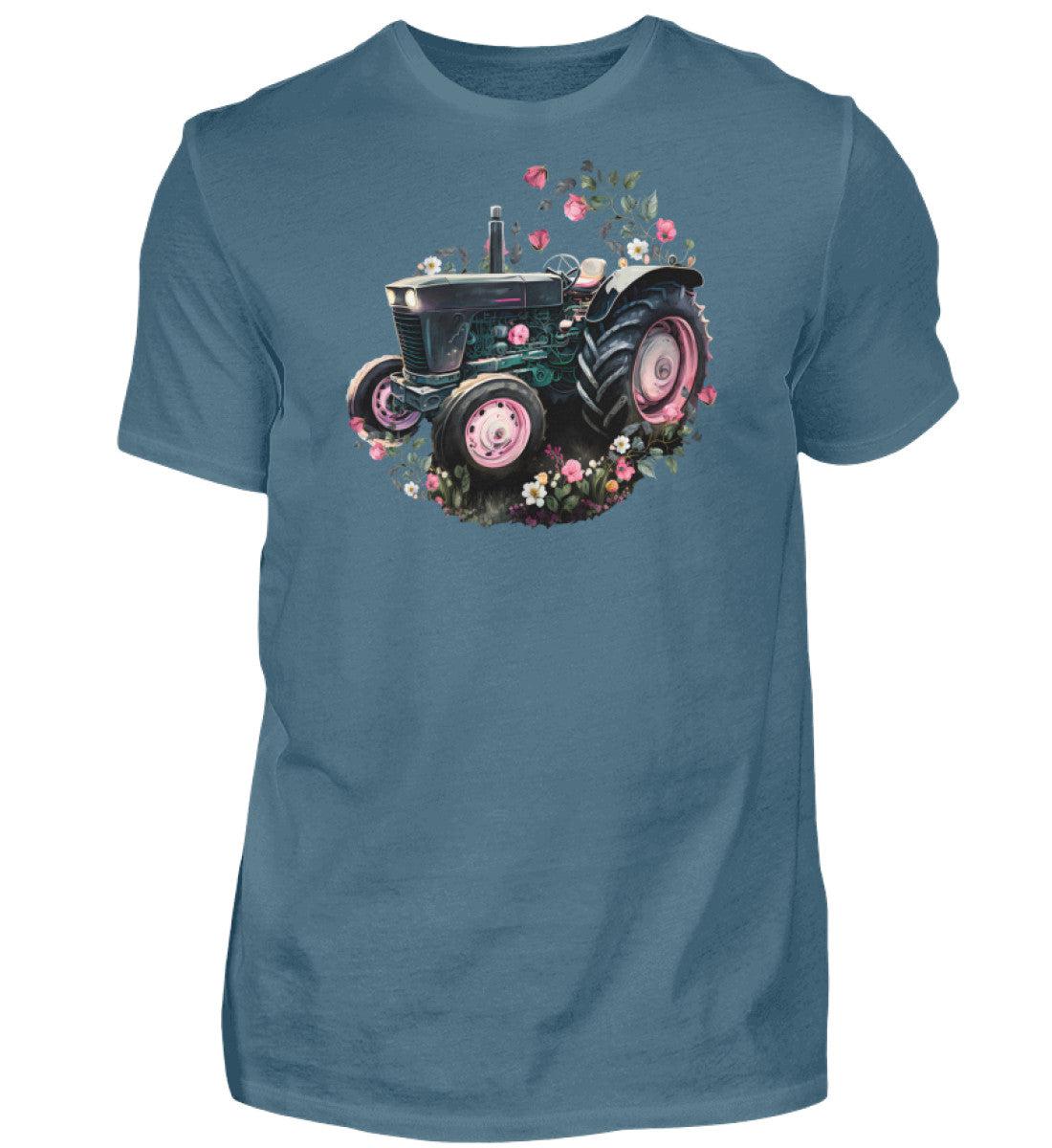 Traktor Blumen · Herren T-Shirt-Herren Basic T-Shirt-Stone Blue-S-Agrarstarz